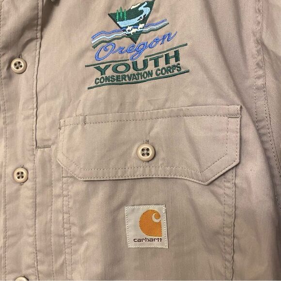Carhartt Force Ridgefield gray Short Sleeve Shirt Oregon Youth Conservation L - Picture 3 of 11